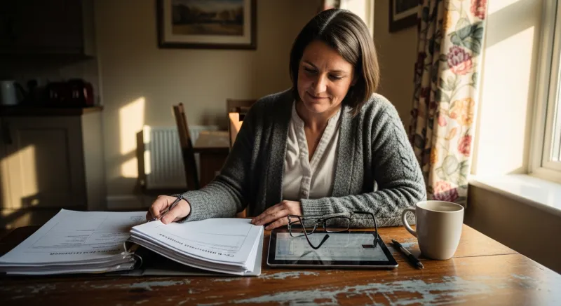 Administrator reviewing admission paperwork on a tablet